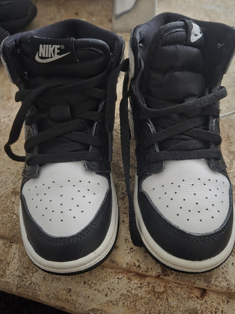 Nike Kids Black and White High-Top Sneakers with Classic Swoosh